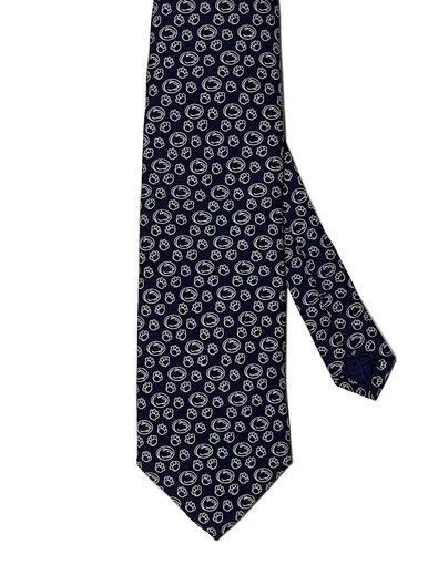Navy Vineyard Vines Penn State Pawprint Tie with white pawprint pattern.