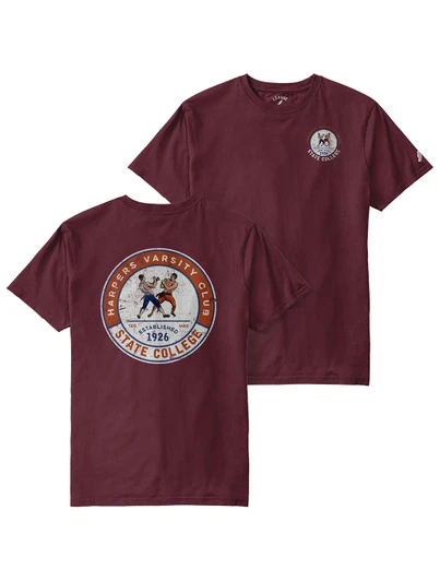 Maroon Vintage Boxer Tee, Harper's Varsity Club, Harpers, maroon, unisex, 100% cotton jersey tee.