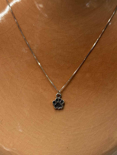 Small Silver Paw Print Necklace