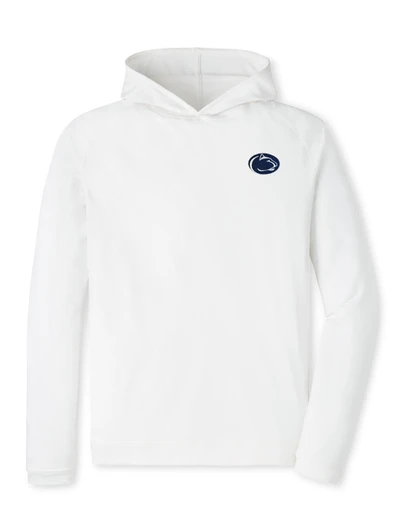 Penn State Pine Performance Hoodie in white from Peter Millar with embroidered Nittany Lions logo.