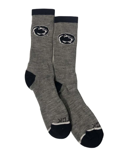 Penn State Hiker Socks in grey with black toe and cuff by Twin City Knitting Co.