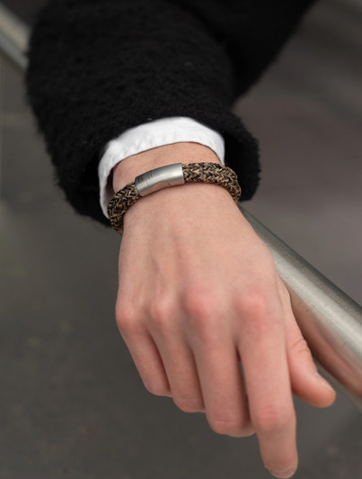 Rope Bracelet for Men Rusty Brown Steel & Barnett