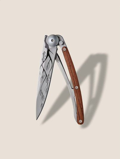 Deejo Engraved Knife Coral Tree