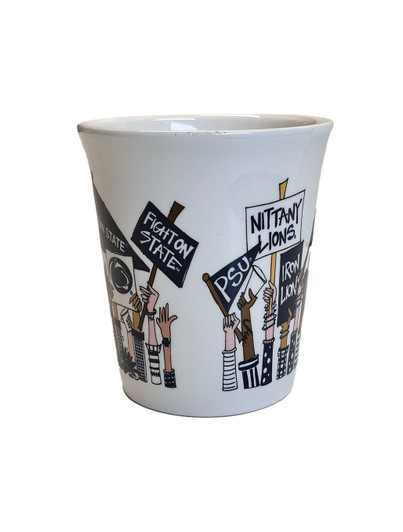 Penn State Ceramic Mug with Hand Painted Fans in the Stands