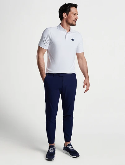 Peter Millar Penn State Tailored Fit Jersey Polo in white color with embroidered Nittany Lions logo.