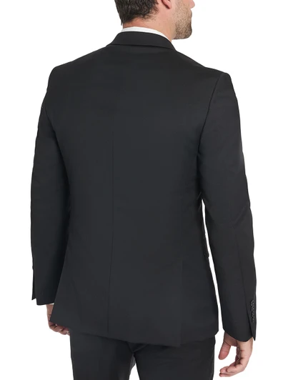 Tallia Solid Black Coat, a classic noth lapel style jacket in wool blend fabric.
