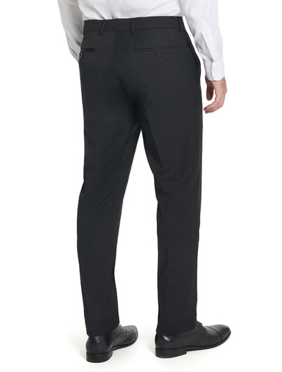 Tallia Solid Black Pant, 97% Wool, 3% Lycra Spandex, finished hem, stretch, men's tall fit.