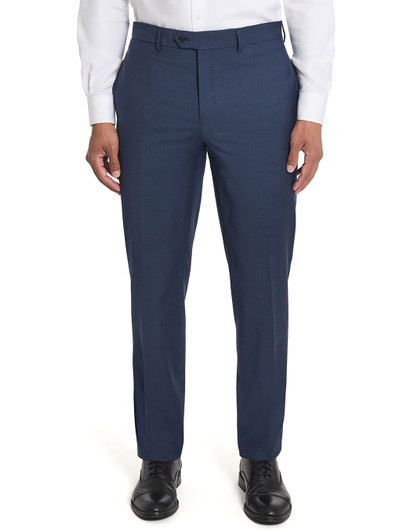 Tallia Solid Blue Twill Pant, navy blue in color, made from wool and spandex blend fabric.