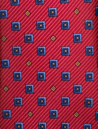 Marchesi di Como Red Silk Square Pattern Necktie