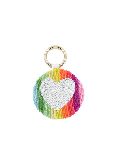 Beaded Heart & Neon Stripes Key Fob | Tiana Designs