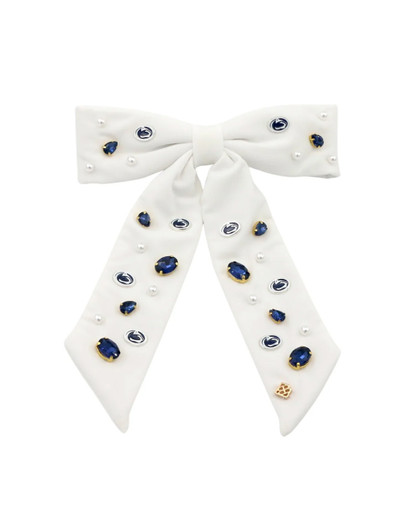 White Penn State Hair Bow Barrette Brianna Cannon
