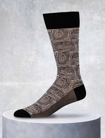 Mens Black Dress Socks with Oval Print