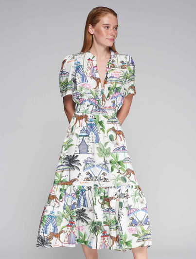 Womens Leopard and Monkey Resort Print Flowy Dress Womens Leopard and Monkey Resort Print Flowy Dress