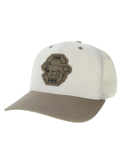 Penn State Leather Lion Logo Hat by Legacy, stone and clay color, leather lion logo.