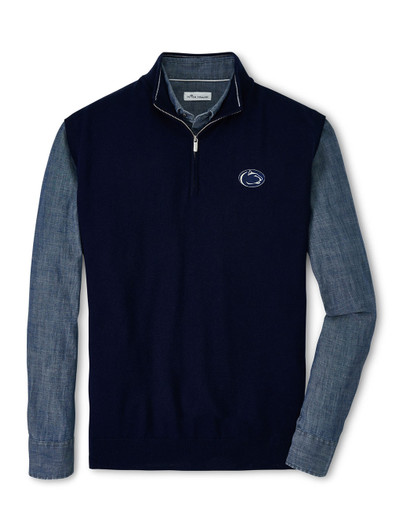Navy Penn State Quarter Zip Sweater Vest Peter Millar