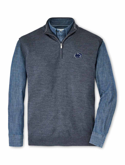 Grey Penn State Quarter Zip Sweater Vest Peter Millar