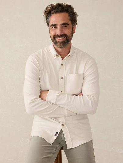 Faherty Brand Legend Sweater Shirt in Off White