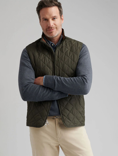 Mens Peter Millar Classic Quilted Vest Olive