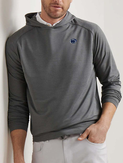 Penn State Pine Melange Hoodie in grey color by Peter Millar with embroidered Nittany Lions logo.