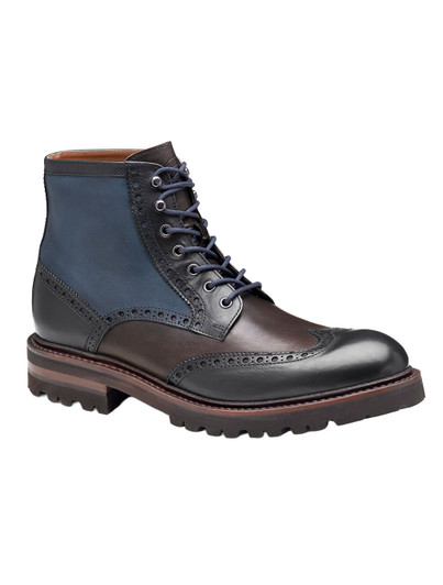 Dudley Lug Wingtip Navy Boot | Johnston & Murphy