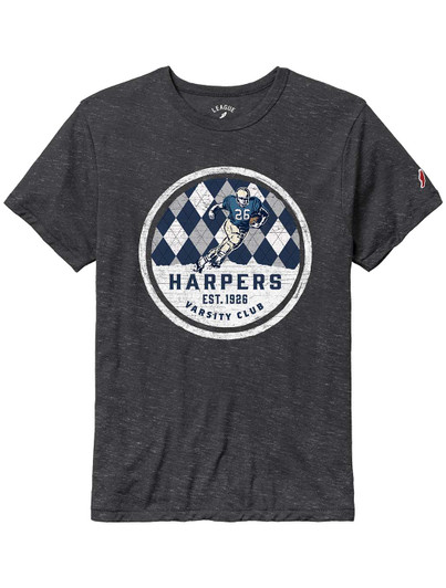 Slate Grey Harper's Varsity Club Football Player Tee Harpers State College