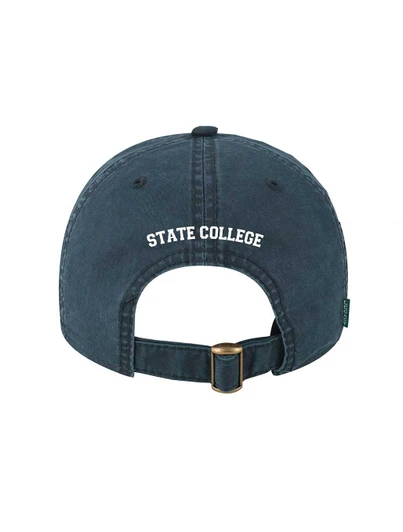 Penn State Navy Hitchhiker Lion Hat, Legacy brand, navy blue color, State College embroidered back.