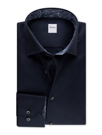 Solid Shirt with Blue Paisley Trim Stenstroms