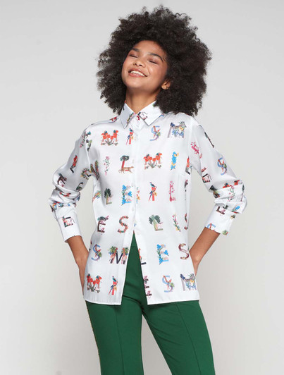 Smile Letter Print Blouse Vilagallo