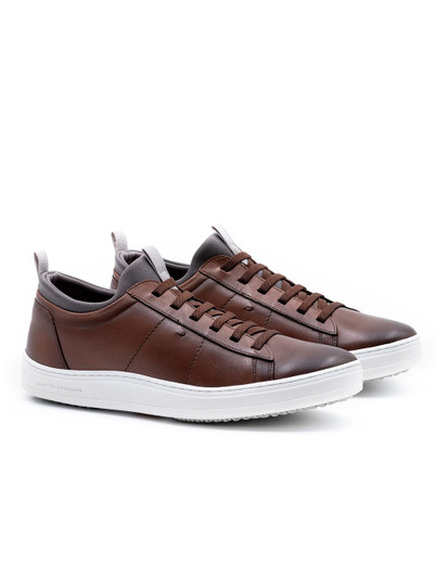 Mens Sheepskin Leather Brown Sneakers Martin Dingman