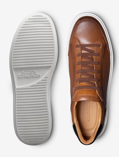 Mens Allen Edmonds Leather Sneakers Luggage Brown