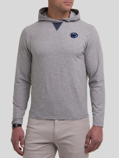 Penn State Willie Hoodie in grey color with navy accents from B. Draddy brand.