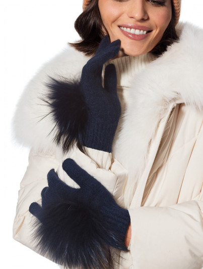 Navy Pom Glove | Linda Richards