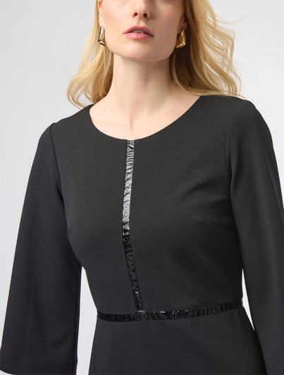 Scuba Crepe & Leatherette Dress | Joseph Ribkoff