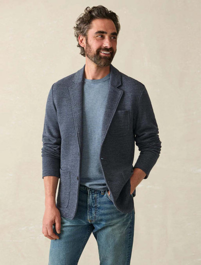 Inlet Knit Blazer Faherty Navy