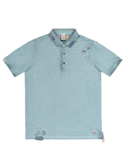 Ricky Light Blue Embroidered Mens Polo BOB Italy