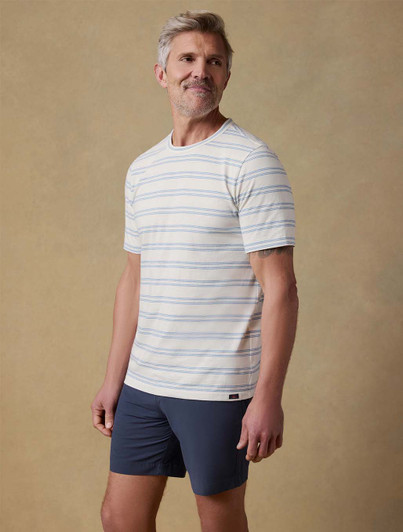 Sunwashed Striped Tee Faherty Clear Sky MKS2517