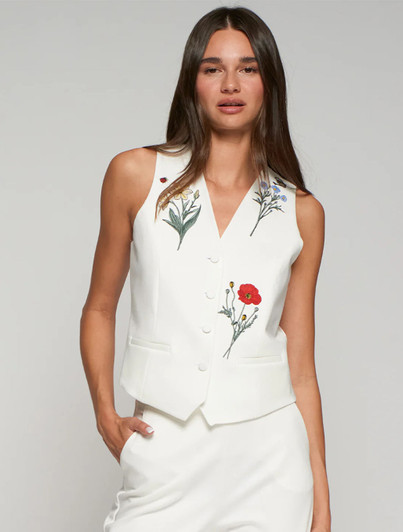 Floral Embroidered Vest | Vilagallo