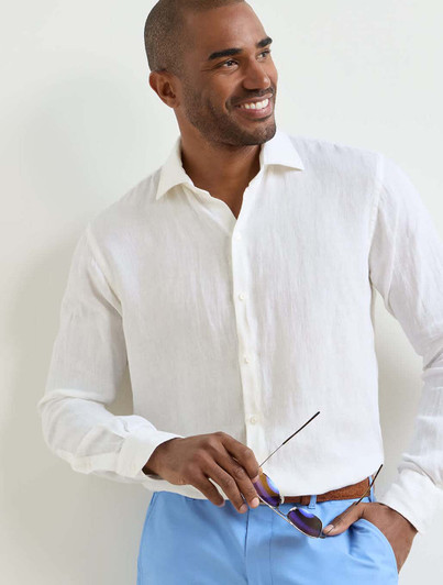 White Shoreside Linen Shirt  Peter Millar