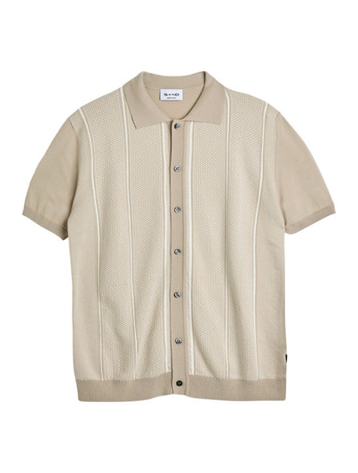 Full Button Patterned Polo | Sand