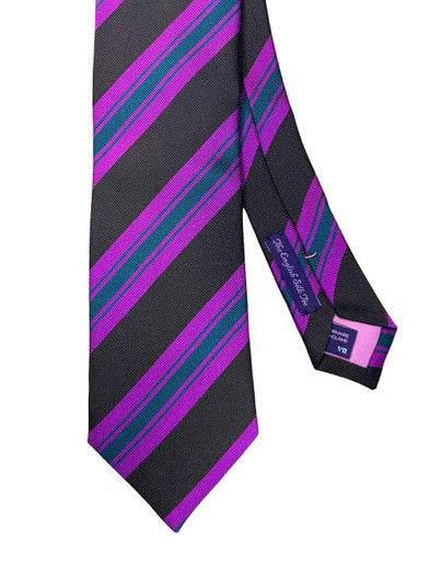 Pink, Green, & Brown Striped Silk Tie Seaward & Stearn