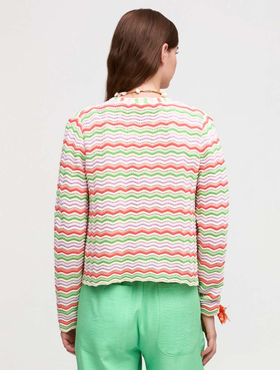 Back of Wan Coral Chevron Knit Jacket Aldo Martins