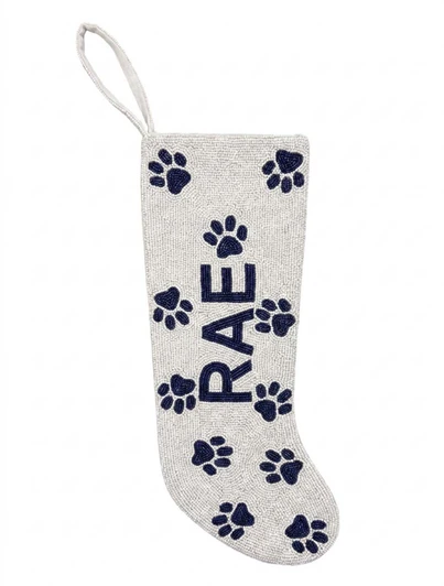 Personalized Beaded Paw Print Stocking Tiana Designs
