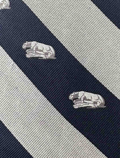 Close up of Penn State Stripe Lion Shrine Tie Harpers