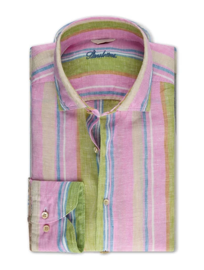 Pink & Green Striped Linen Shirt Stenstroms