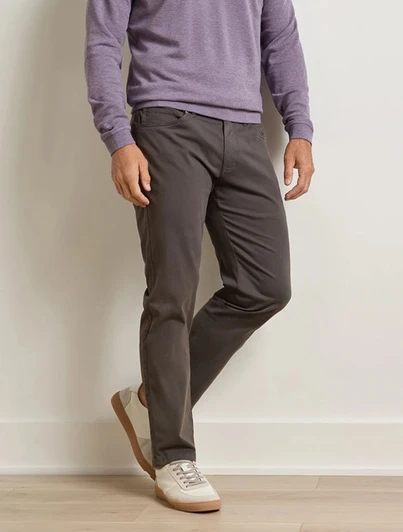 Peter Millar Signature Sateen Five Pocket Pant, grey color, classic fit, five pocket model.