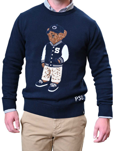 Penn State Navy Varsity Bear Sweater | Bruzer