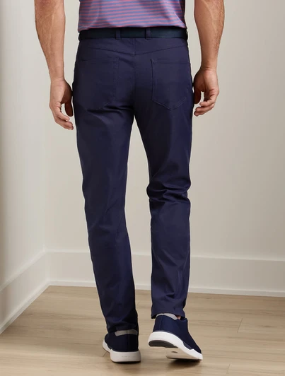 Peter Millar Essential EB66 Performance Five Pocket Pant in navy blue color with classic fit design.