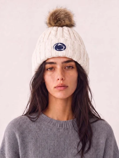 LogoFIt White Cable Knit Hat Penn State