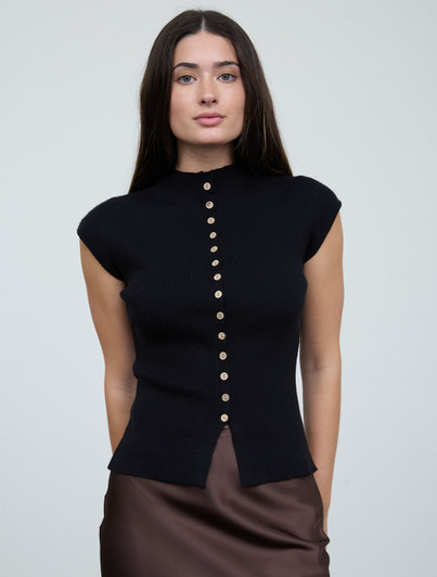Mock Neck Seamless Short Sleeve Cardigan | Moon River