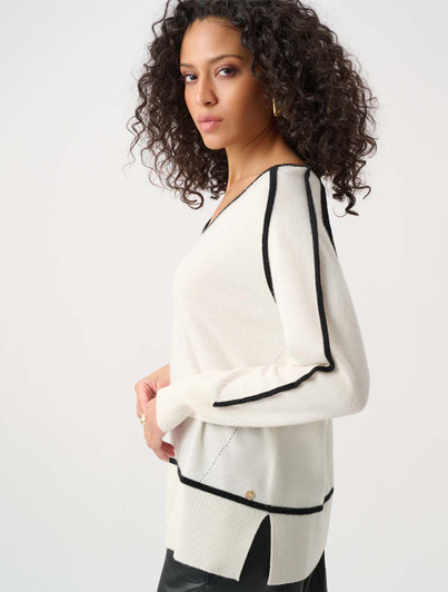 Joseph Ribkoff Cashmere & Wool Contrast Trim Sweater